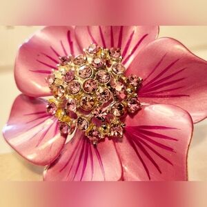 Pink Flower Crystal Brooch